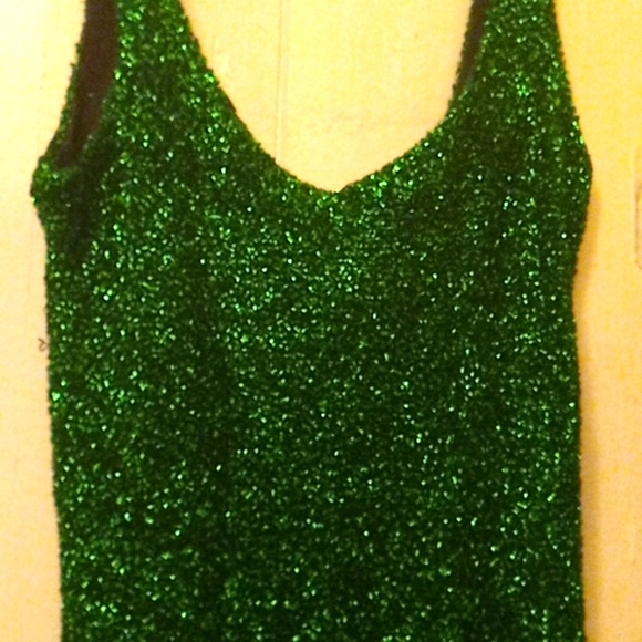 Betty Johnson metallic type holiday dress. Bright green. - Picture 1 of 2